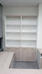 Шкаф 5 широкий верх открытый, низ закрытый Deka 10.23.111 Дуб Сантана светлый/Белый