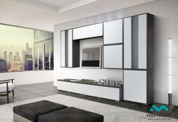 Шкаф для посуды в гостиную Куб К04 Белый софт Черный ясень