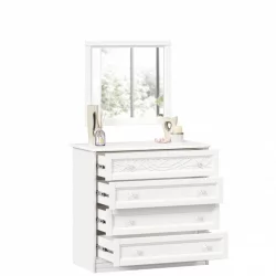 Комод с 4 ящиками с зеркалом Джулия Белый