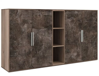 Шкаф средний 4 створки, с нишей B-TONE BTN36153242 Вяз Бетон темный