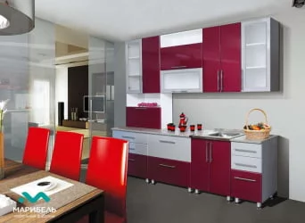 КУХОННЫЙ ГАРНИТУР «МЫЛО 224» 2.6 М Синий металлик/Белый металлк