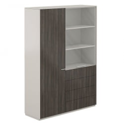 Шкаф высокий двойной с отделением для одежды Atlas NZ-0303+NZ-0302.GS.BTСерый камень Бренсон Трюфель