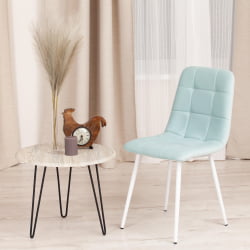 Стул CHILLY MAX Велюр/металл , 45 х 54 х 90 см , бирюзовый 20/белый