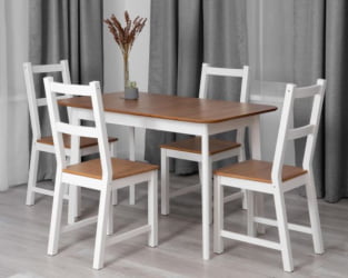 Обеденный стол Соната Люкс/ Sonata Lux table, 120х75х73 см массив сосны, антик/белый, 120х75х73 см