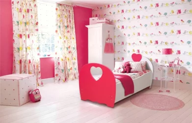 Кровать детская Сердце 800*1900 Белый/Малина