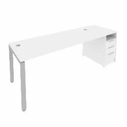 Рабочая станция с опорной тумбой Metal System Б.РС-СТП -1.5 Белый/Серый