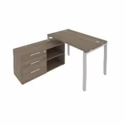 Рабочая станция на П-образном м/к с опорной тумбой левая Metal System Б.РС-СТС-2.2 Л Вяз/Серый