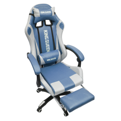 Геймерское кресло 907 KINGQUEEN, замша, цвет синий с массажем, арт 907-LB