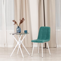 Стул CHILLY MAX Велюр/металл , 45 х 54 х 90 см , бирюзово-зеленый/белый