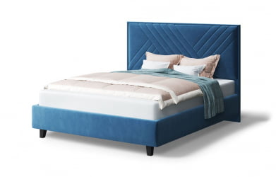 Кровать МИРА 2000*1400мм (на опорах), велюр Бренди лайт 08 (синий), (б/основания, б/матраса)