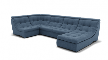 Диван Монако-4 (ЗР) Цвет фасада: Голубой; Тип: Универсальный; Материал фасада: Металл/Велюр