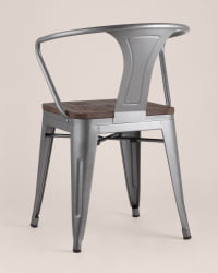 Стул ТОЛИКС АРМ ВООД с подлокотниками Серебристый / TOLIX ARM WOOD