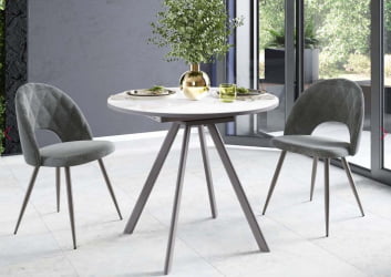 Круглый стол из стекла Орфей 51 (01) Мрамор белый-Серый