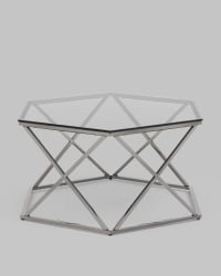 Журнальный столик Круз 93*80 стекло smoke сталь Темный хром