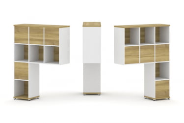 Надставка на стол высокая двухсторонняя + задняя стенка (8 шт.) CONCEPT CN.DNV-005 Дуб Винченцо Белый бриллиант Белый металл