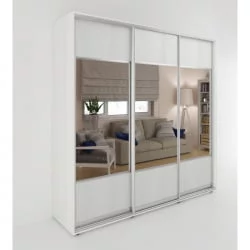 Шкаф-купе 3 двери с зеркалом Акцент-Дуэт Д 2100х600 Выбеленное дерево