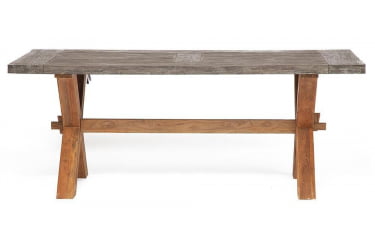 Стол деревянный Secret De Maison Kalido дерево тик, 200х100х78см, серый/натуральный