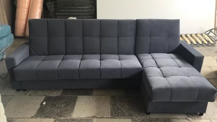 Диван Эльбрус с оттоманкой и подлокотниками на пружинном блоке