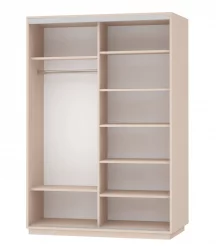 Белый шкаф-купе с зеркалом Экспресс Дуо Медиум 1600х2400h Белый снег