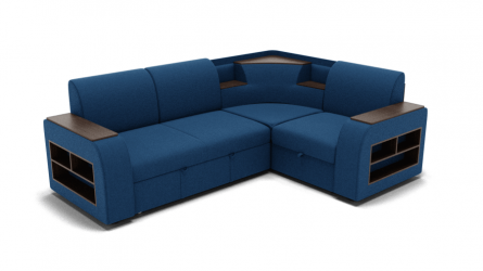 Диван Фараон (ЗР) Цвет фасада: Синий; Тип: Универсальный; Материал фасада: Металл/Велюр