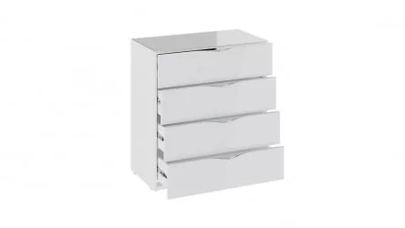 Комод в гостиную Глосс ТД 319.04.01 Белый глянец/Стекло