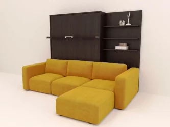 Диван кровать-трансформер Смарт 1 с пуфом 3-в-1 1400 правый Дуб молочный