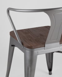 Стул ТОЛИКС АРМ ВООД с подлокотниками Серебристый / TOLIX ARM WOOD