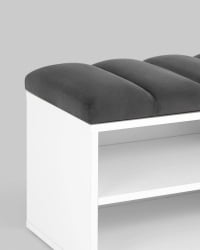 Обувница Хольст белая велюр Темно-серый