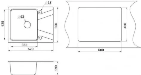 Мойка GRANULA 6201 Шварц