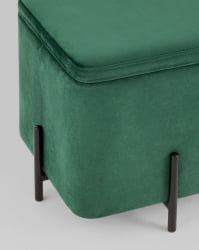 Пуф Грейс квадрат с ящиком велюр Зеленый