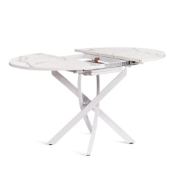 Раздвижной стол MANZANA ЛДСП/HPL/металл, 100 х 100+30 х 75 см, Мрамор светлый/белый