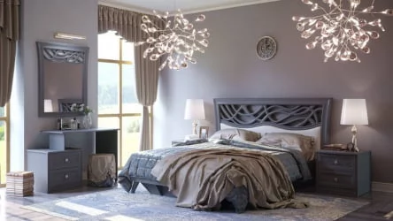 Кровать двуспальная 1600 с подъемным механизмом Джулия с тумбами Оникс серый