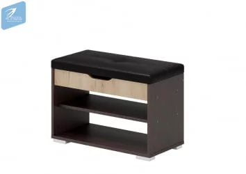 Банкетка Венге/дуб крафт золотой/Кожа Темно-коричневая Ostin