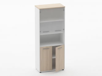 Шкаф 4 широкий верх стеклянные двери, низ закрытый, с нишей Deka 10.19.181 Туя/Белый