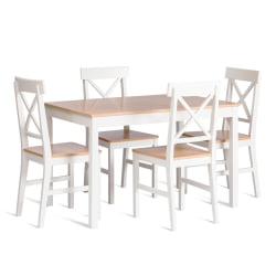 Обеденный комплект Хадсон (стол + 4 стула)/ Hudson Dining Set (mod.0103) МДФ/тополь/меламин, стол: 118х74х73 см, стул: 42,5x46,5x93,5 см, White (Белый) / Natural