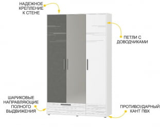 Шкаф трехдверный с зеркалом Аляска 502.28