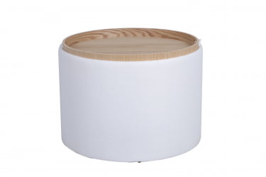 Пуф-столик с ящиком Хюгге L рогожка Белый