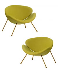 Кресло дизайнерское DOBRIN EMILY (светло-зеленая ткань AF3, золотое основание) 2 шт