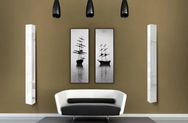 Шкаф в белом глянцевом стекле Иглу Шелф Венге