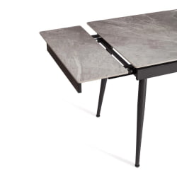 Раздвижной стол Lord Grey/Лорд Грей столешница керамика (глянцевая) / опоры металл, серый/черный, (120+30+30)x80x75 см