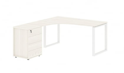 Стол эргономичный с тумбой левый EDIS EQCET 1518 L Ясень Траун Белый