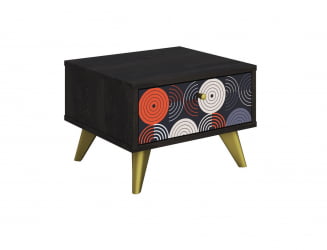 Тумба дизайнерская Фьюжн ТМ-004 АРТ Угольный камень/VINIL