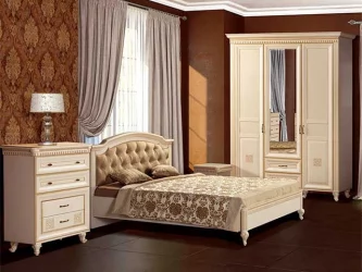 Комплект мебели для спальни Марлен №7 Кремовый белый Патина