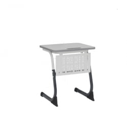 Парта одноместная регулируемая по высоте СМАРТЙ ПЛУС 600х500 с антивандальной  полиуретановой кромкой (рост 5-7) Антрацит/Белый/Серый / SMARTY PLUS