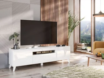 Тумба под ТВ Бруклин 1600 с опорами Белый глянец