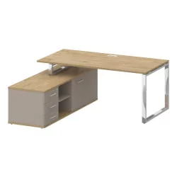 Стол руководителя с опорной греденцией , левый SHIFT SK.SRG-180 (L) Тиквуд Светлый/Капучино