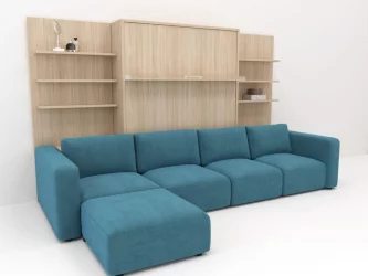 Диван кровать трансформер Смарт 1 П+КД+П+Пуф 1400 Ясень шимо темный