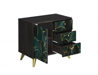 Комод Фьюжн КМ-002 АРТ Угольный камень/TROPICAL