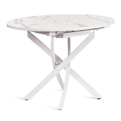 Раздвижной стол MANZANA ЛДСП/HPL/металл, 100 х 100+30 х 75 см, Мрамор светлый/белый