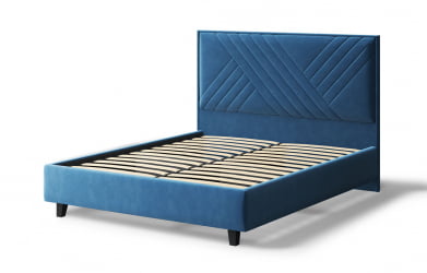 Кровать МИРА 2000*1400мм (на опорах), велюр Бренди лайт 08 (синий), (б/основания, б/матраса)